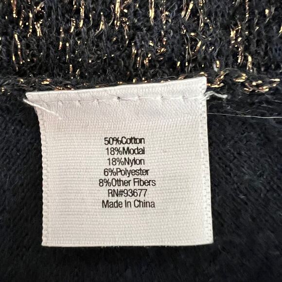a.n.a. A New Approach Womens Sweater Large Navy Blue Bronze Glitter Threads - Picture 5 of 6